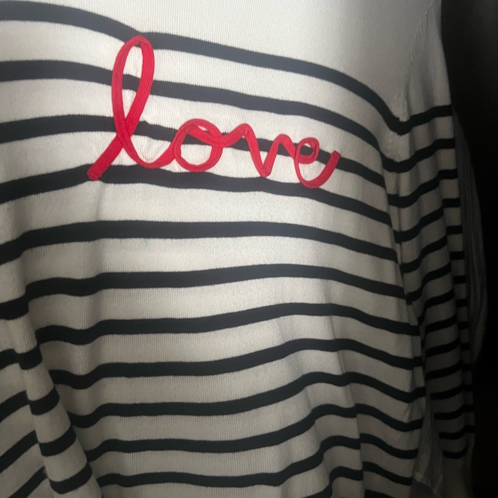 Striped Shirt with Red 'Love' Detail